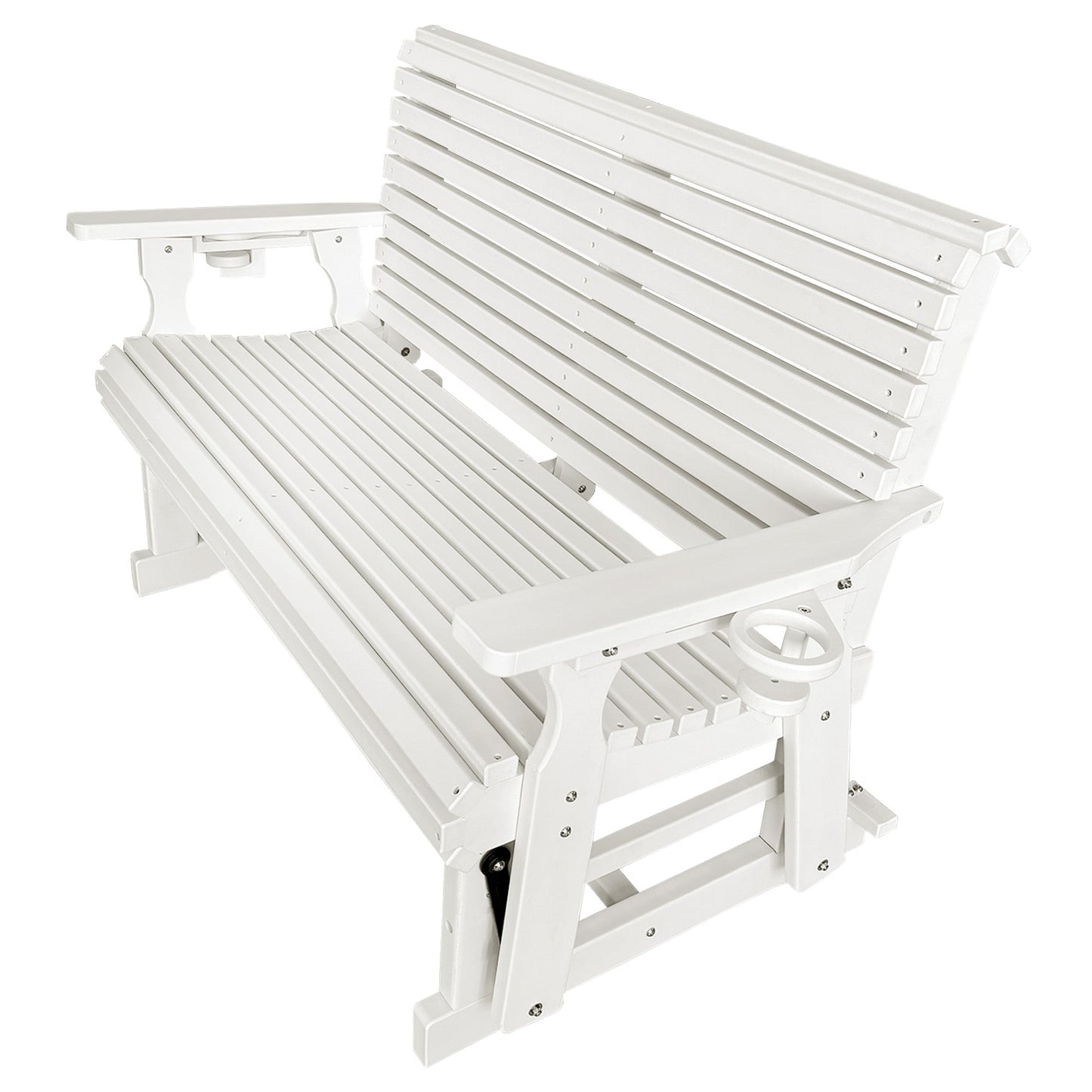 HDPE Patio Glider, Poly Lumber Weather-Resistant Outdoor Glider Bench, for Patio, Porch, Yard (Ivory White, 2-Seater)