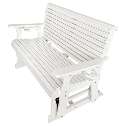 HDPE Patio Glider, Poly Lumber Weather-Resistant Outdoor Glider Bench, for Patio, Porch, Yard (Ivory White, 2-Seater)