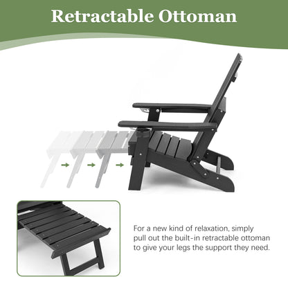 Fortune Candy 1 Person HIPS Foldable Adirondack Chair with Cushion, Black