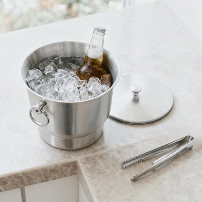 Fortune Candy 3.3 L Insulated Ice Bucket - Double Walled Stainless Steel Ice Bucket with Ice Tongs and Lid