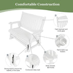 Fortune Candy Poly Lumber Patio Glider  2 Seater with Ergonomic Deep Seat, High Backrest, Cup Holders, for Outdoor Garden, Yard, or Deck