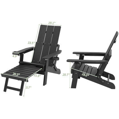 Fortune Candy 1 Person HIPS Foldable Adirondack Chair with Cushion, Black