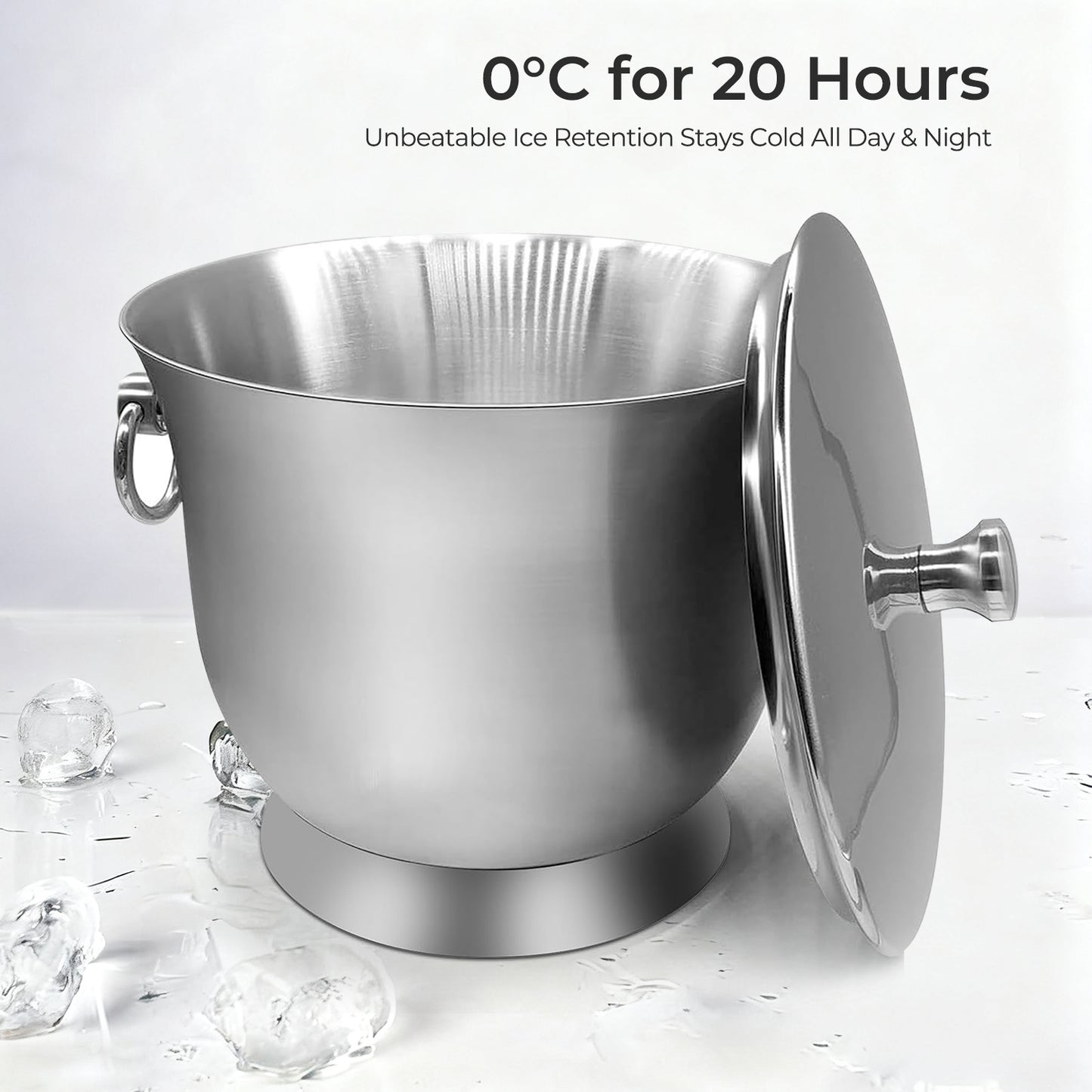 Fortune Candy 3.3 L Insulated Ice Bucket - Double Walled Stainless Steel Ice Bucket with Ice Tongs and Lid