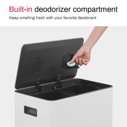 Innovaze 16 Gal / 60L Stainless Steel Step Trash Can, 30L+30L Removable Bin for Kitchen, Home, Office, Apartment