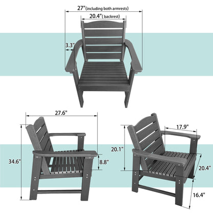 Modern HDPE Patio Dining Chair, Weather Resistant, for Outdoor, Garden, Yard, Lawn (Grey, 1 Piece - Chair)