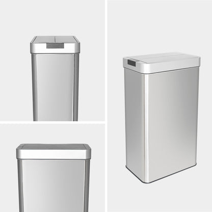 Innovaze 16 Gal./ 60 Liter Stainless Steel Slim Motion Sensor with Butterfly Lid Trash Can For Home, Office