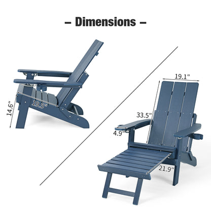 Fortune Candy 1-Person HIPS Foldable Adirondack Chair with Cushion, Navy Blue