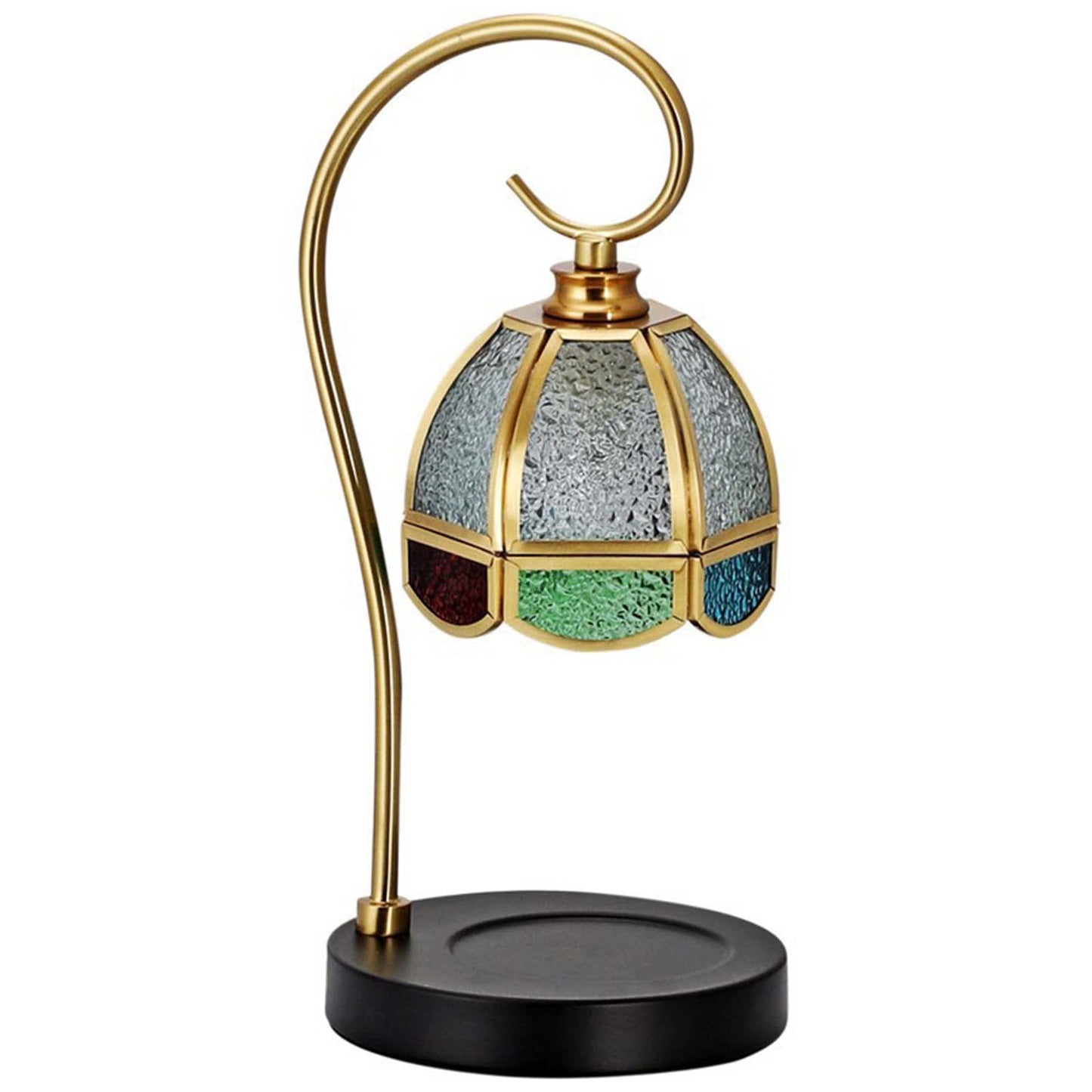 Fortune Candy Flameless Fragrant Candle Melter, Adjustment Knob, Dimmer & Timer, Wooden Base (Vintage-flower Fluted Shade)