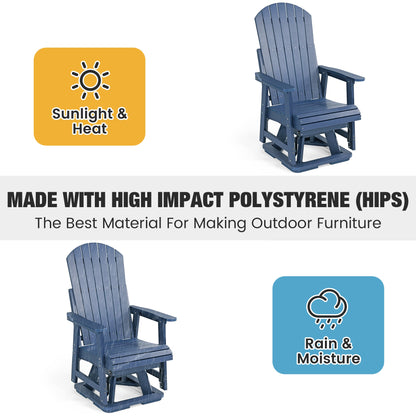 Poly Lumber Swivel Patio Glider, Durable HIPS Material, Weather Resistant, for Outdoor, Patio, Porch, Yard (Navy Blue)