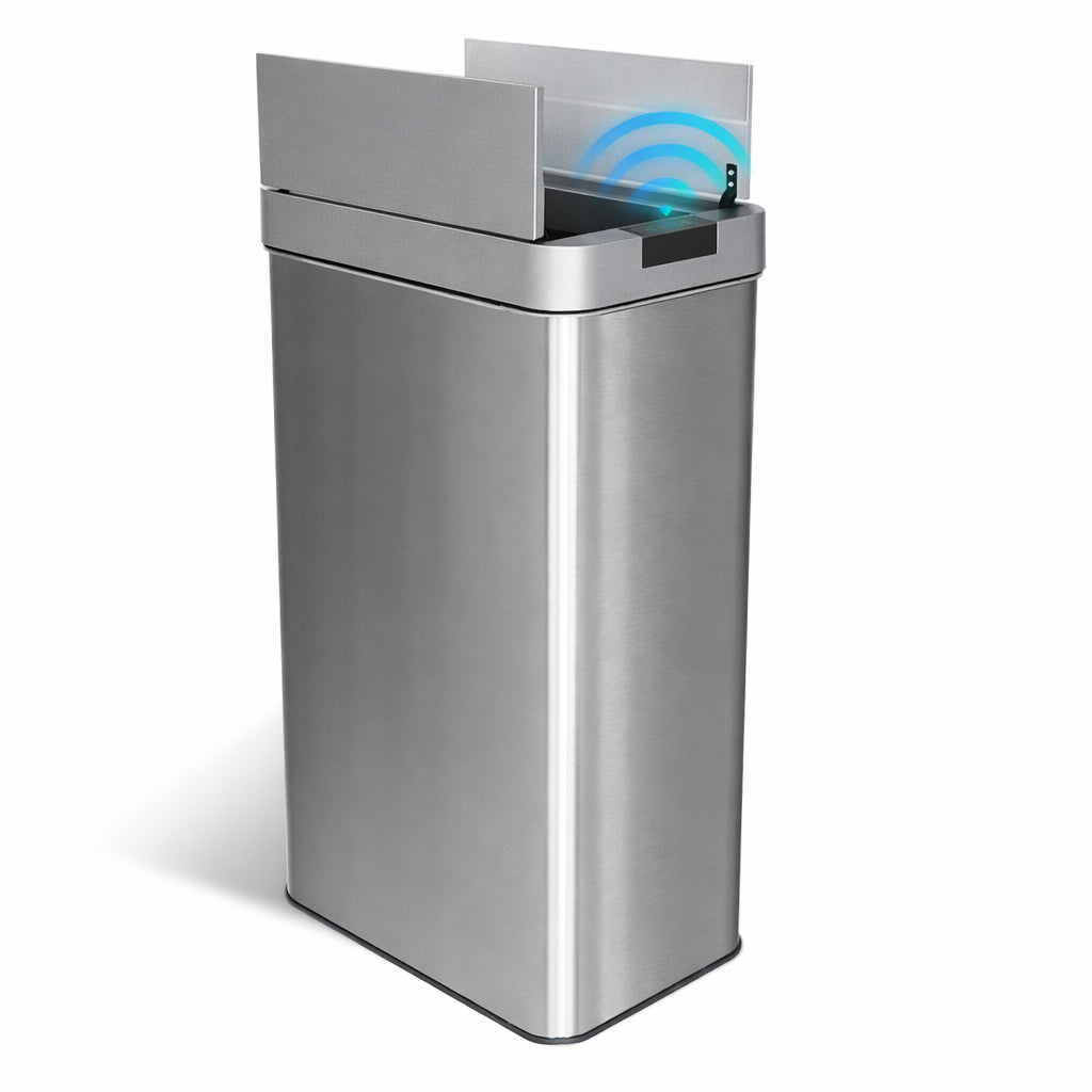 Innovaze 16 Gal./ 60 Liter Stainless Steel Slim Motion Sensor with Butterfly Lid Trash Can For Home, Office