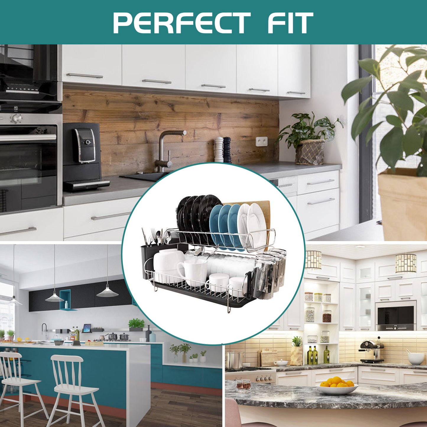 Fortune Candy Metal 18.89'' Width Multifunctional 2-Tier Dish Drying Rack