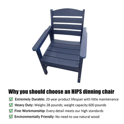 Poly Lumber Patio Dining Chair Set of Two, HIPS Outdoor Ladder Back Chair, Weather Resistant (Navy Blue, 2 Piece)