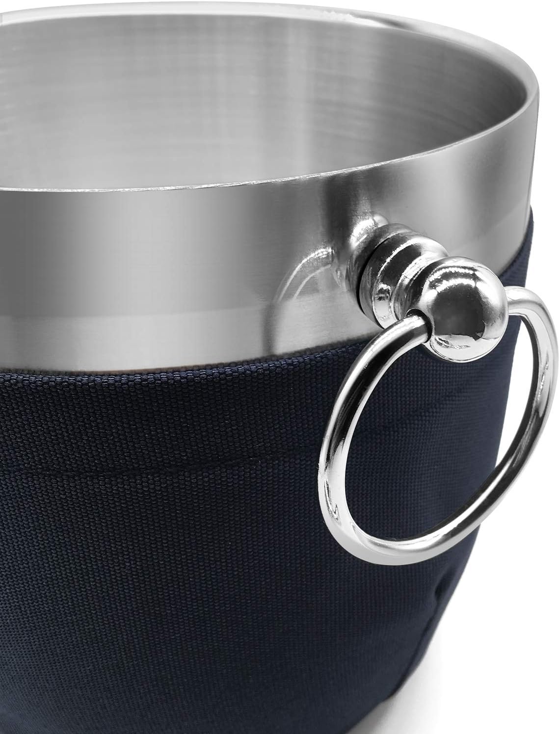 Fortune Candy 2.8 L Double Wall Stainless Steel Ice Bucket, with Tongs, Scoop and Holder, Navy Blue