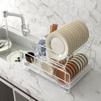 Fortune Candy 7'' Tall Multifunctional 2-Tier Dish Drying Rack For Kitchen(White)