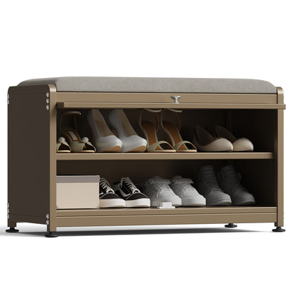 Fortune Candy 27.6'' Length Storage Cabinet with 2 Tier Shoe Rack (Camel Yellow)