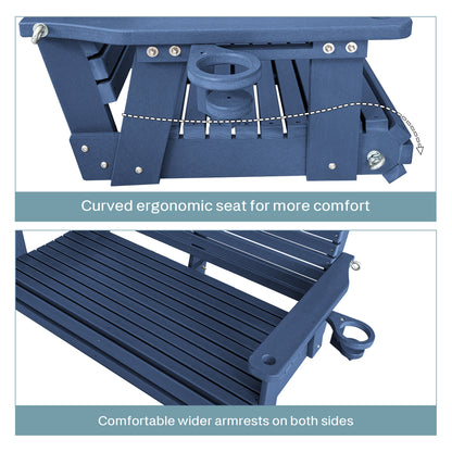 Fortune Candy 47.6 in. HDPE Porch Swing with Hanging Chains, Weather-Resistant Outdoor Swing for Patio, Garden, Yard (Navy Blue)