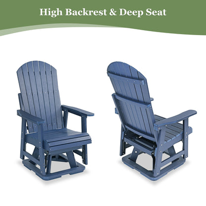 Poly Lumber Swivel Patio Glider, Durable HIPS Material, Weather Resistant, for Outdoor, Patio, Porch, Yard (Navy Blue)