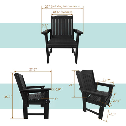HDPE Patio Dining Chair, Outdoor Chair with 18/8 Stainless Steel Hardware, Heavy Duty 600 LBS, for Outdoor Patio Garden Yard (Carbon Black)