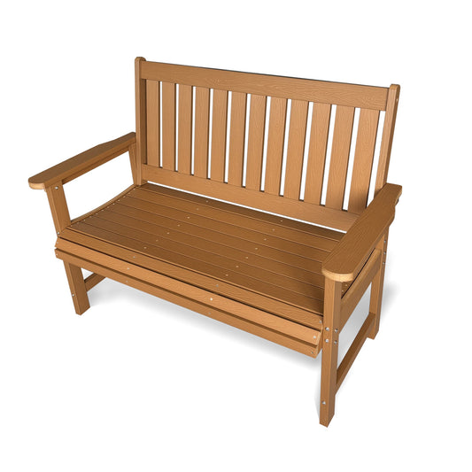 Poly Lumber Outdoor Bench, HIPS All-Weather Bench, Never Rots or Fades, for Patio, Porch, Garden and Park, 700 lbs Weight Capacity (Brown, 44-inch)