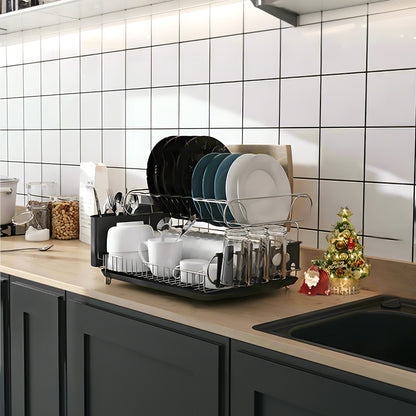 Fortune Candy Metal 18.89'' Width Multifunctional 2-Tier Dish Drying Rack