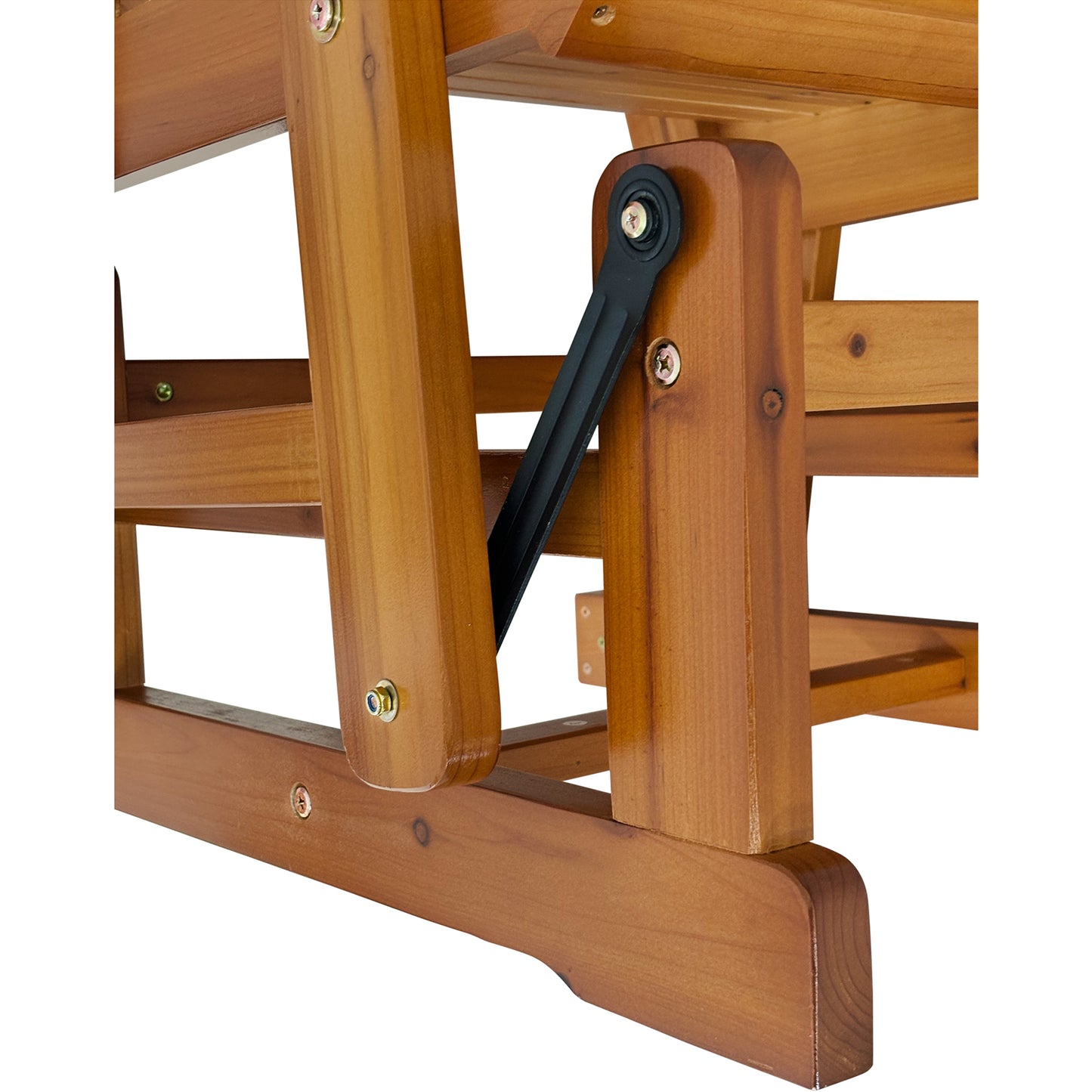 Fortune Candy 1 Person Wooden Patio Glider, Bridge Back (Brown)