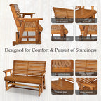 Fortune Candy 2 Person Wooden Patio Glider with High Roll Back
