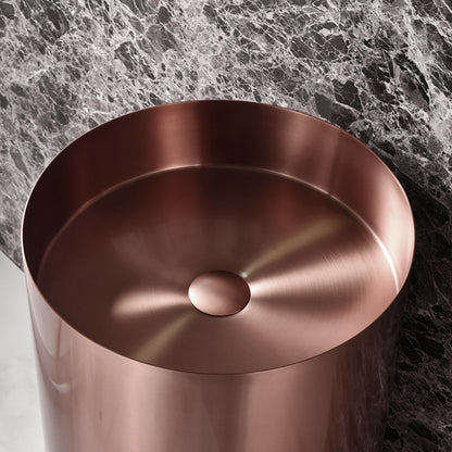 Fortune Candy 32.68'' Tall Round Stainless Steel Pedestal Sink Basin (Rose Gold)