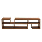 Fortune Candy L-Shaped Adjustable TV Stand for TVs up to 70'', MDF Entertainment Center with Open Shelves for Living Room or Apartment, Walnut