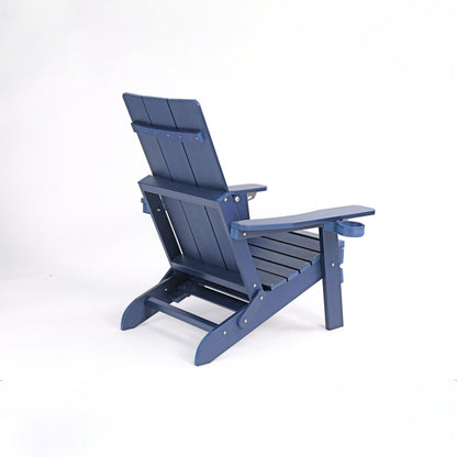 Fortune Candy 1-Person HIPS Foldable Adirondack Chair with Cushion, Navy Blue