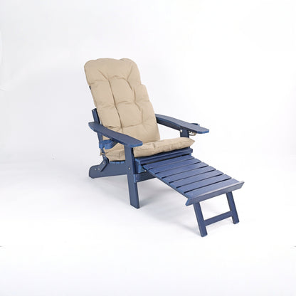 Fortune Candy 1-Person HIPS Foldable Adirondack Chair with Cushion, Navy Blue