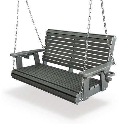Fortune Candy 47.6 in. HDPE Porch Swing with Hanging Chains, Weather-Resistant Outdoor Swing for Patio, Garden, Yard (Gray)
