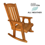 Fortune Candy 2 PCS Solid Fir Wood Outdoor Rocking Chair with Deep Contour Seat, Heavy Duty 600 lbs for Patio Porch and Yard, Brown