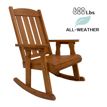 Wooden Rocking Chair with Comfortable Backrest Inclination, High Backrest and Deep Contoured Seat
(Brown with table)