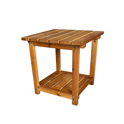 Fortune Candy 2-Tier Solid Fir Wood Side Table - 17.7 Inch Outdoor End Table, Weather-Resistant for Patio, Porch, Pool & Garden