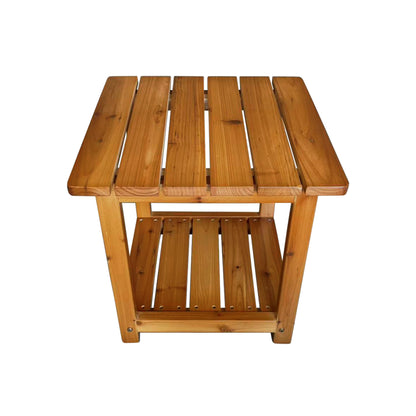 Fortune Candy 2-Tier Solid Fir Wood Side Table - 17.7 Inch Outdoor End Table, Weather-Resistant for Patio, Porch, Pool & Garden