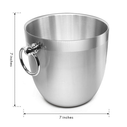 Fortune Candy 2.8 L Double Wall Stainless Steel Ice Bucket, with Tongs, Scoop and Holder, Black