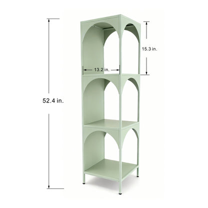 Fortune Candy 52.4" Tall 4-Tier Corner Display Shelf, Sage Green Steel Organizer for Home, Apartment, Retail, and Coffee Shops