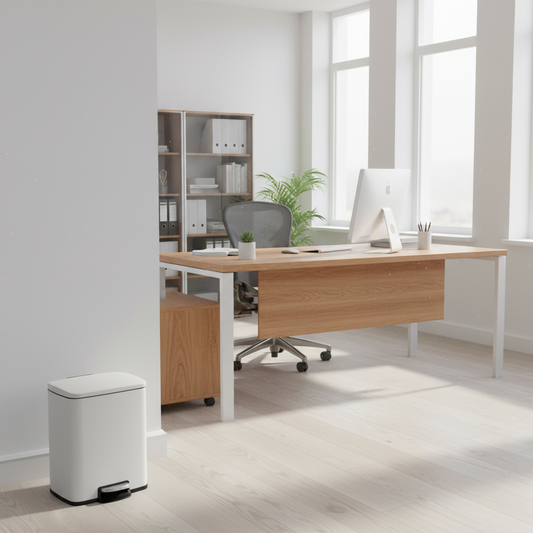 Innovaze 5.3 Gallon / 20 Liter Stainless Steel Step-On Trash Can, Rectangular Shape, Matte White Finish, Ideal for Home or Office